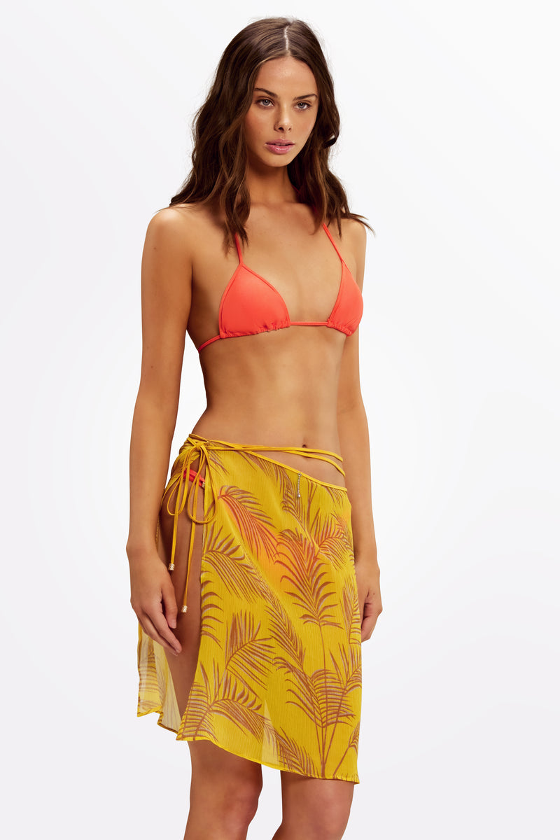 NIA Sunset Palm Silk Wrap Skirt