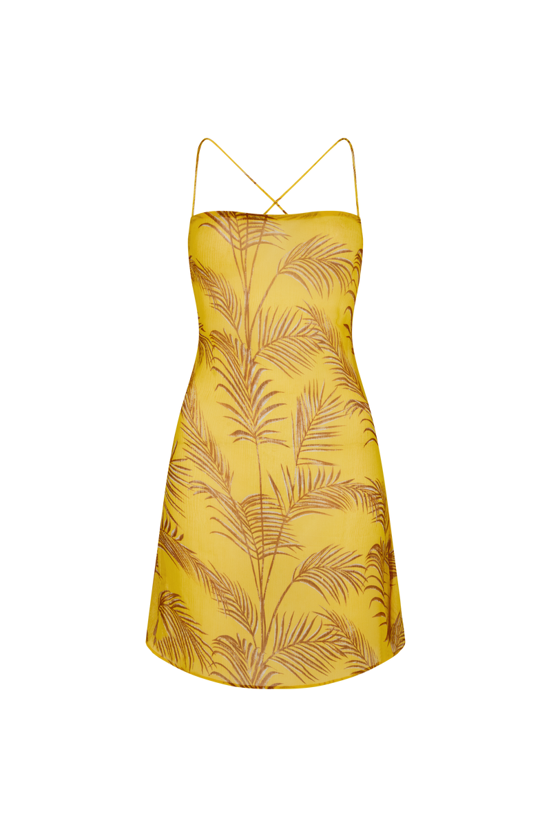 MOSS Sunset Palm - Mini Silk Slip Dress