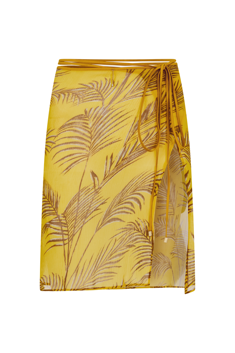 NIA Sunset Palm Silk Wrap Skirt