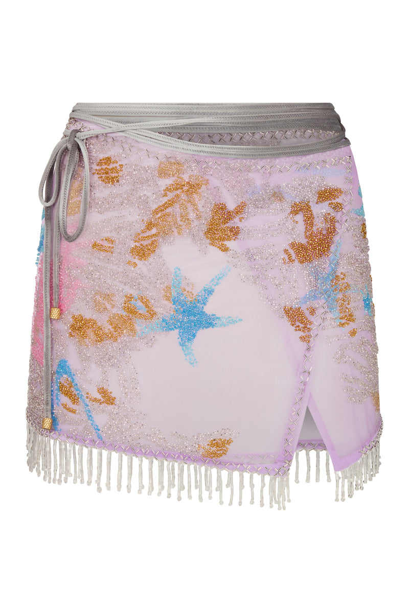 OASIS Beaded Mini Wrap Skirt