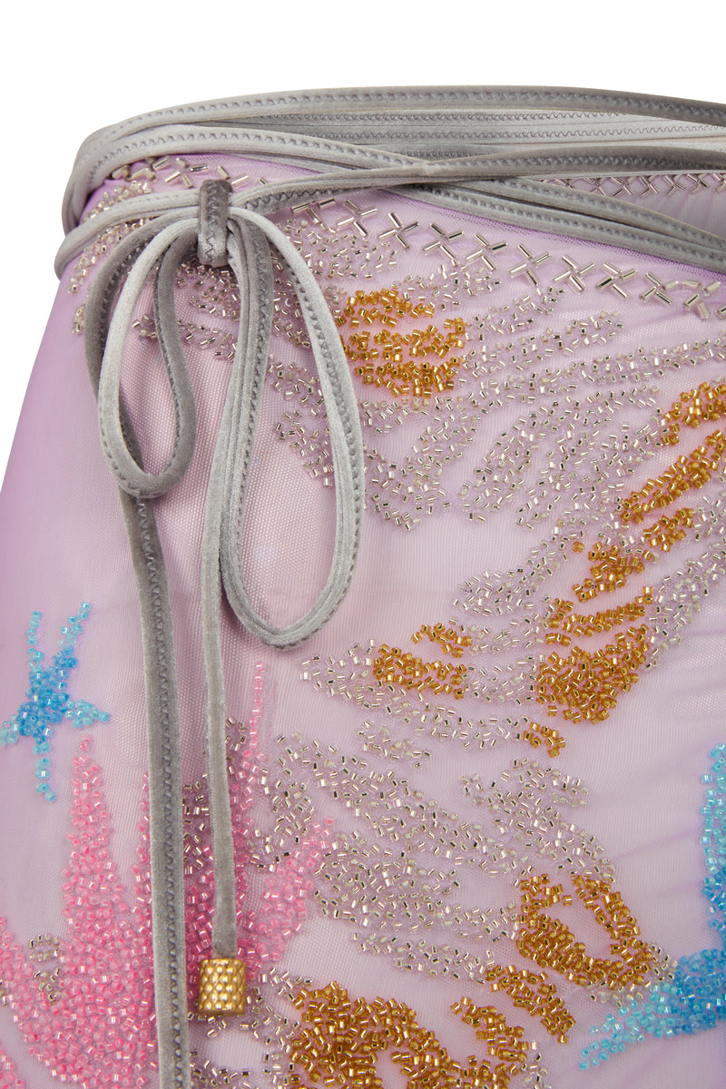 OASIS Beaded Mini Wrap Skirt