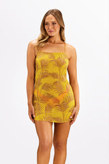 MOSS Sunset Palm - Mini Silk Slip Dress