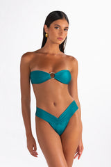 Bandeau bikini top in Petunia with adjustable tie back