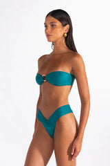 Lustrous Italian Lycra bandeau bikini top Petunia
