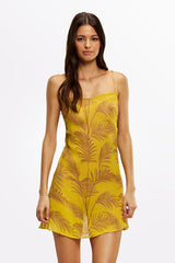 MOSS Sunset Palm - Mini Silk Slip Dress