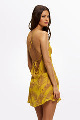 MOSS Sunset Palm - Mini Silk Slip Dress