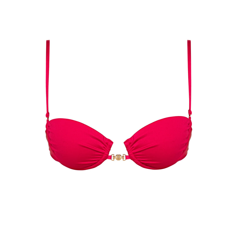 Luxurious Harper Magenta Balconette Bikini Top with Gold Trim - Balconette Bathing Suit